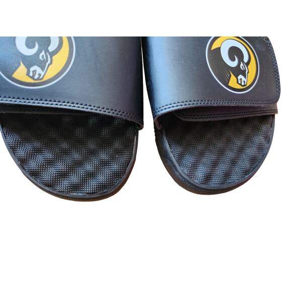 I Slides Black Slide On Adjustable‎ Sandals Ram Men's Size 9 - Picture 2 of 9